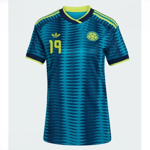 Echipament fotbal Columbia Rafael Santos Borre #19 Tricou Deplasare Mondial 2026 pentru femei maneca scurta 2 Echipament fotbal Columbia Rafael Santos Borre #19 Tricou Deplasare Mondial 2026 pentru femei maneca scurta - imagine 2