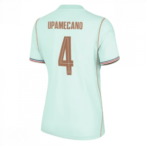 Echipament fotbal Franța Dayot Upamecano #4 Tricou Deplasare Mondial 2026 pentru femei maneca scurta