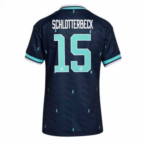 Echipament fotbal Germania Nico Schlotterbeck #15 Tricou Deplasare Mondial 2026 pentru femei maneca scurta 1 Echipament fotbal Germania Nico Schlotterbeck #15 Tricou Deplasare Mondial 2026 pentru femei maneca scurta