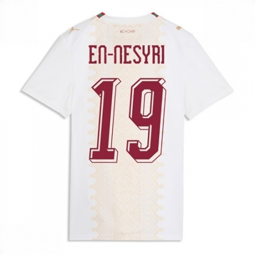 Echipament fotbal Maroc Youssef En-Nesyri #19 Tricou Deplasare Mondial 2026 pentru femei maneca scurta 1 Echipament fotbal Maroc Youssef En-Nesyri #19 Tricou Deplasare Mondial 2026 pentru femei maneca scurta