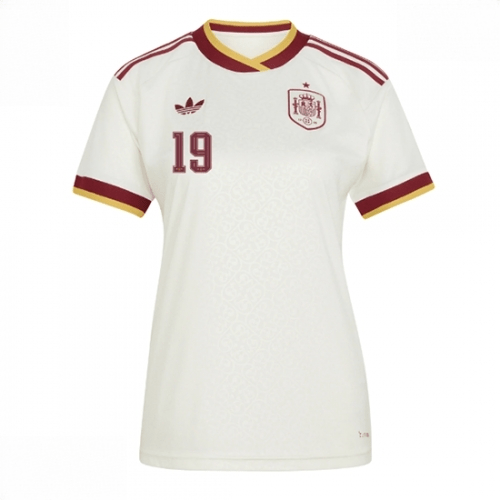 Echipament fotbal Spania Lamine Yamal #19 Tricou Deplasare Mondial 2026 pentru femei maneca scurta 2 Echipament fotbal Spania Lamine Yamal #19 Tricou Deplasare Mondial 2026 pentru femei maneca scurta - imagine 2
