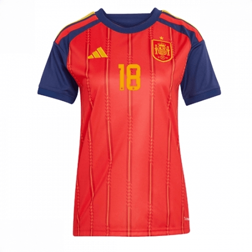 Echipament fotbal Spania Martin Zubimendi #18 Tricou Acasa Mondial 2026 pentru femei maneca scurta 2 Echipament fotbal Spania Martin Zubimendi #18 Tricou Acasa Mondial 2026 pentru femei maneca scurta - imagine 2