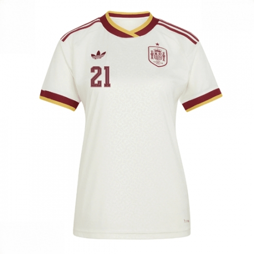 Echipament fotbal Spania Mikel Oyarzabal #21 Tricou Deplasare Mondial 2026 pentru femei maneca scurta 2 Echipament fotbal Spania Mikel Oyarzabal #21 Tricou Deplasare Mondial 2026 pentru femei maneca scurta - imagine 2