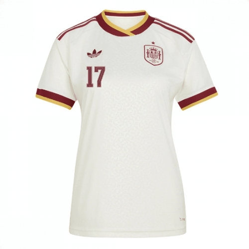 Echipament fotbal Spania Nico Williams #17 Tricou Deplasare Mondial 2026 pentru femei maneca scurta 2 Echipament fotbal Spania Nico Williams #17 Tricou Deplasare Mondial 2026 pentru femei maneca scurta - imagine 2