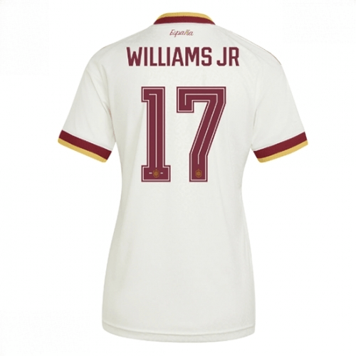 Echipament fotbal Spania Nico Williams #17 Tricou Deplasare Mondial 2026 pentru femei maneca scurta 1 Echipament fotbal Spania Nico Williams #17 Tricou Deplasare Mondial 2026 pentru femei maneca scurta