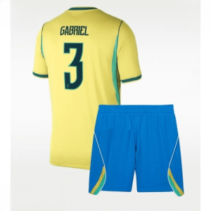 Echipament fotbal Brazilia Gabriel Magalhaes #3 Tricou Acasa Mondial 2026 pentru copii şi pantaloni