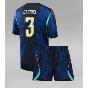 Echipament fotbal Brazilia Gabriel Magalhaes #3 Tricou Deplasare Mondial 2026 pentru copii şi pantaloni