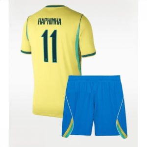 Echipament fotbal Brazilia Raphinha Belloli #11 Tricou Acasa Mondial 2026 pentru copii şi pantaloni