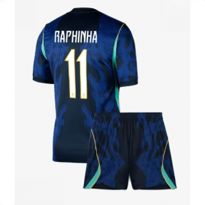 Echipament fotbal Brazilia Raphinha Belloli #11 Tricou Deplasare Mondial 2026 pentru copii şi pantaloni
