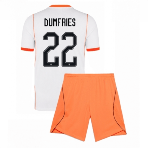 Echipament fotbal Olanda Denzel Dumfries #22 Tricou Deplasare Mondial 2026 pentru copii şi pantaloni