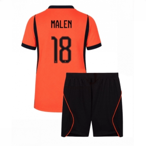 Echipament fotbal Olanda Donyell Malen #18 Tricou Acasa Mondial 2026 pentru copii şi pantaloni