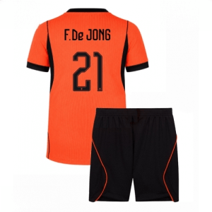 Echipament fotbal Olanda Frenkie de Jong #21 Tricou Acasa Mondial 2026 pentru copii şi pantaloni