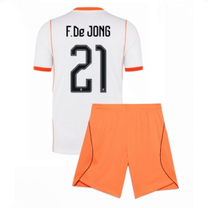 Echipament fotbal Olanda Frenkie de Jong #21 Tricou Deplasare Mondial 2026 pentru copii şi pantaloni