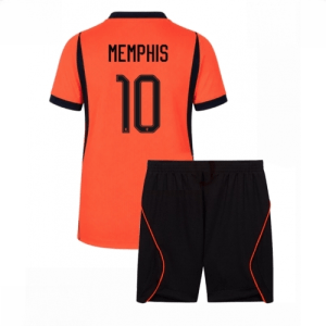 Echipament fotbal Olanda Memphis Depay #10 Tricou Acasa Mondial 2026 pentru copii şi pantaloni