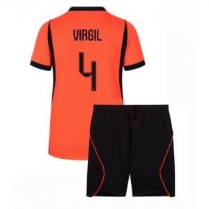 Echipament fotbal Olanda Virgil van Dijk #4 Tricou Acasa Mondial 2026 pentru copii şi pantaloni