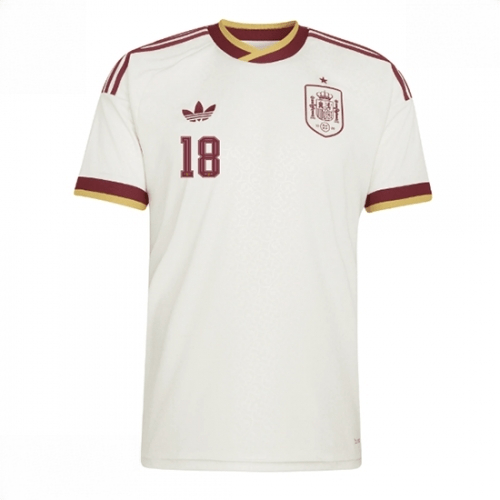 Echipament fotbal Spania Martin Zubimendi #18 Tricou Deplasare Mondial 2026 Barbati maneca scurta 2 Echipament fotbal Spania Martin Zubimendi #18 Tricou Deplasare Mondial 2026 Barbati maneca scurta