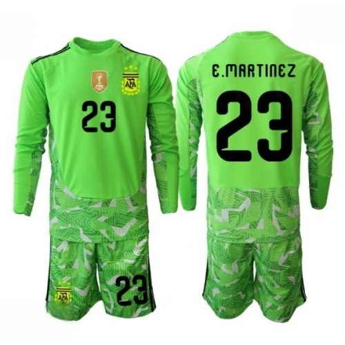 Echipament fotbal Argentina Emiliano Martinez #23 Portar Tricou Deplasare Mondial 2026 pentru copii maneca lunga (+ Pantaloni scurti) 1 Echipament fotbal Argentina Emiliano Martinez #23 Portar Tricou Deplasare Mondial 2026 pentru copii maneca lunga (+ Pantaloni scurti)