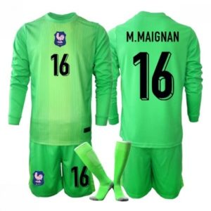 Echipament fotbal Franța Mike Maignan #16 Portar Tricou Deplasare Mondial 2026 pentru copii maneca lunga
