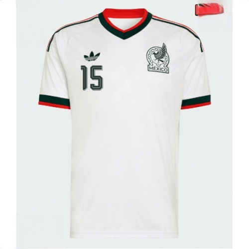 Echipament fotbal Mexic Mondial 2026 Israel Reyes #15 Tricou Deplasare maneca scurta 2 Echipament fotbal Mexic Mondial 2026 Israel Reyes #15 Tricou Deplasare maneca scurta