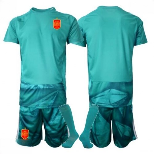 Echipament fotbal Spania Mondial 2026 Portar Tricou Deplasare pentru copii şi pantaloni 1 Echipament fotbal Spania Mondial 2026 Portar Tricou Deplasare pentru copii şi pantaloni
