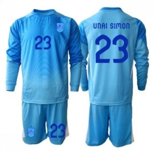 Home 2 Echipament fotbal Spania Mondial 2026 Unai Simon #23 Portar Tricou Acasa pentru copii maneca lunga (+ Pantaloni scurti)