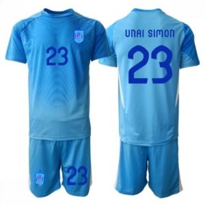 Echipament fotbal Spania Mondial 2026 Unai Simon #23 Portar Tricou Acasa pentru copii şi pantaloni