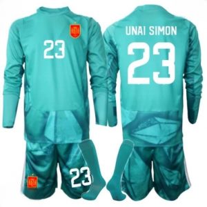 Home 1 Echipament fotbal Spania Mondial 2026 Unai Simon #23 Portar Tricou Deplasare pentru copii maneca lunga (+ Pantaloni scurti)