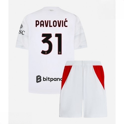 Ieftine Echipament fotbal AC Milan Strahinja Pavlovic #31 Tricou Deplasare 2026-27 pentru copii şi pantaloni 1 Ieftine Echipament fotbal AC Milan Strahinja Pavlovic #31 Tricou Deplasare 2026-27 pentru copii şi pantaloni