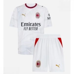 Echipament fotbal AC Milan Tricou Deplasare 2026-27 alb pentru copii şi pantaloni