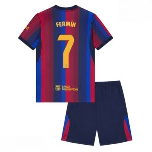 Echipament fotbal Barcelona Fermin Lopez #7 Tricou Acasa 2026-27 pentru copii şi pantaloni