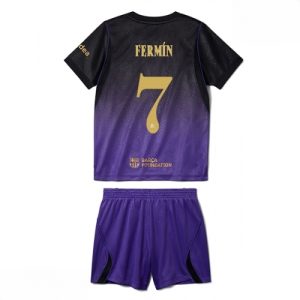 Echipament fotbal Barcelona Fermin Lopez #7 Tricou Deplasare 2026-27 pentru copii şi pantaloni
