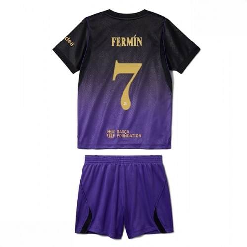 Echipament fotbal Barcelona Fermin Lopez #7 Tricou Deplasare 2026-27 pentru copii şi pantaloni 1 Echipament fotbal Barcelona Fermin Lopez #7 Tricou Deplasare 2026-27 pentru copii şi pantaloni
