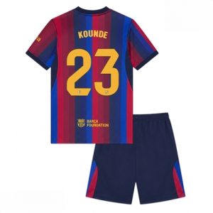 Echipament fotbal Barcelona Jules Kounde #23 Tricou Acasa 2026-27 pentru copii şi pantaloni