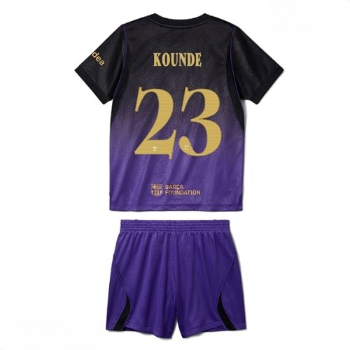Echipament fotbal Barcelona Jules Kounde #23 Tricou Deplasare 2026-27 pentru copii şi pantaloni 1 Echipament fotbal Barcelona Jules Kounde #23 Tricou Deplasare 2026-27 pentru copii şi pantaloni