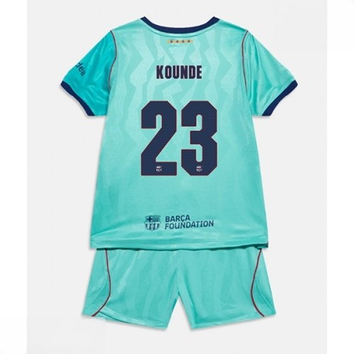 Echipament fotbal Barcelona Jules Kounde #23 Tricou Treilea 2026-27 pentru copii şi pantaloni 1 Echipament fotbal Barcelona Jules Kounde #23 Tricou Treilea 2026-27 pentru copii şi pantaloni