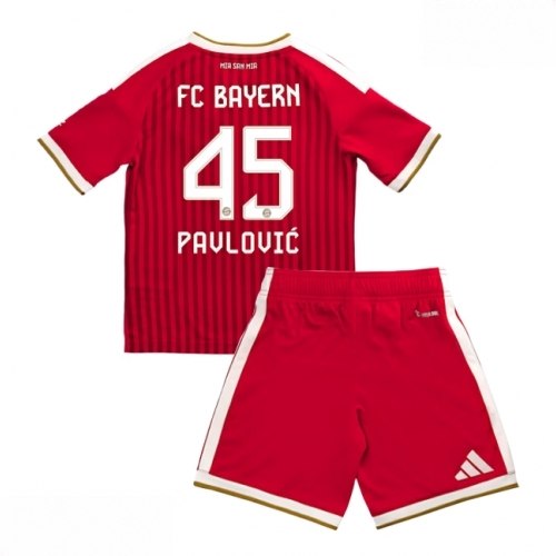 Echipament fotbal Bayern Munich Aleksandar Pavlovic #45 Tricou Acasa 2026-27 pentru copii şi pantaloni 1 Echipament fotbal Bayern Munich Aleksandar Pavlovic #45 Tricou Acasa 2026-27 pentru copii şi pantaloni