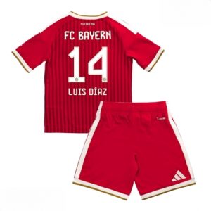 Echipament fotbal Bayern Munich Luis Diaz #14 Tricou Acasa 2026-27 pentru copii şi pantaloni