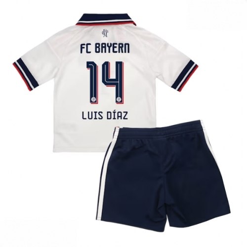 Echipament fotbal Bayern Munich Luis Diaz #14 Tricou Deplasare 2026-27 pentru copii şi pantaloni 1 Echipament fotbal Bayern Munich Luis Diaz #14 Tricou Deplasare 2026-27 pentru copii şi pantaloni