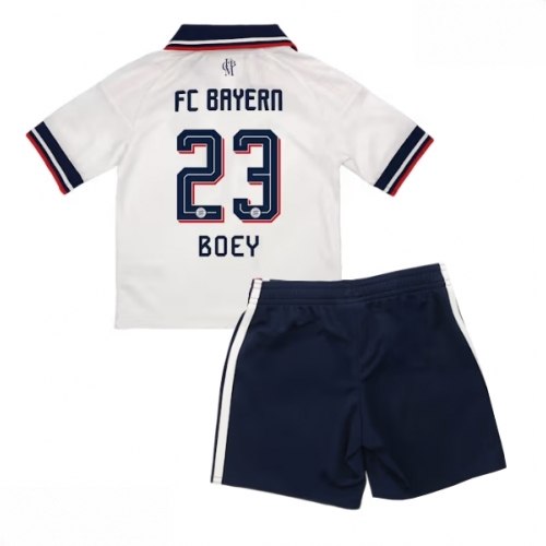 Echipament fotbal Bayern Munich Sacha Boey #23 Tricou Deplasare 2026-27 pentru copii şi pantaloni 1 Echipament fotbal Bayern Munich Sacha Boey #23 Tricou Deplasare 2026-27 pentru copii şi pantaloni