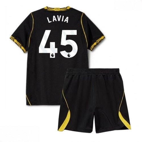 Echipament fotbal Chelsea Romeo Lavia #45 Tricou Deplasare 2026-27 pentru copii şi pantaloni 1 Echipament fotbal Chelsea Romeo Lavia #45 Tricou Deplasare 2026-27 pentru copii şi pantaloni