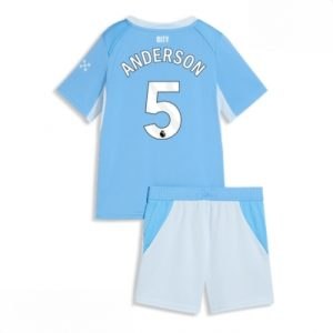 Echipament fotbal Manchester City Elliot Anderson #5 Tricou Acasa 2026-27 pentru copii şi pantaloni