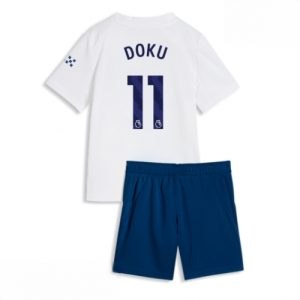 Echipament fotbal Manchester City Jeremy Doku #11 Tricou Treilea 2026-27 pentru copii şi pantaloni